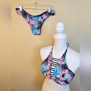 Pink and Blue Floral Bikini Set XL (5459)